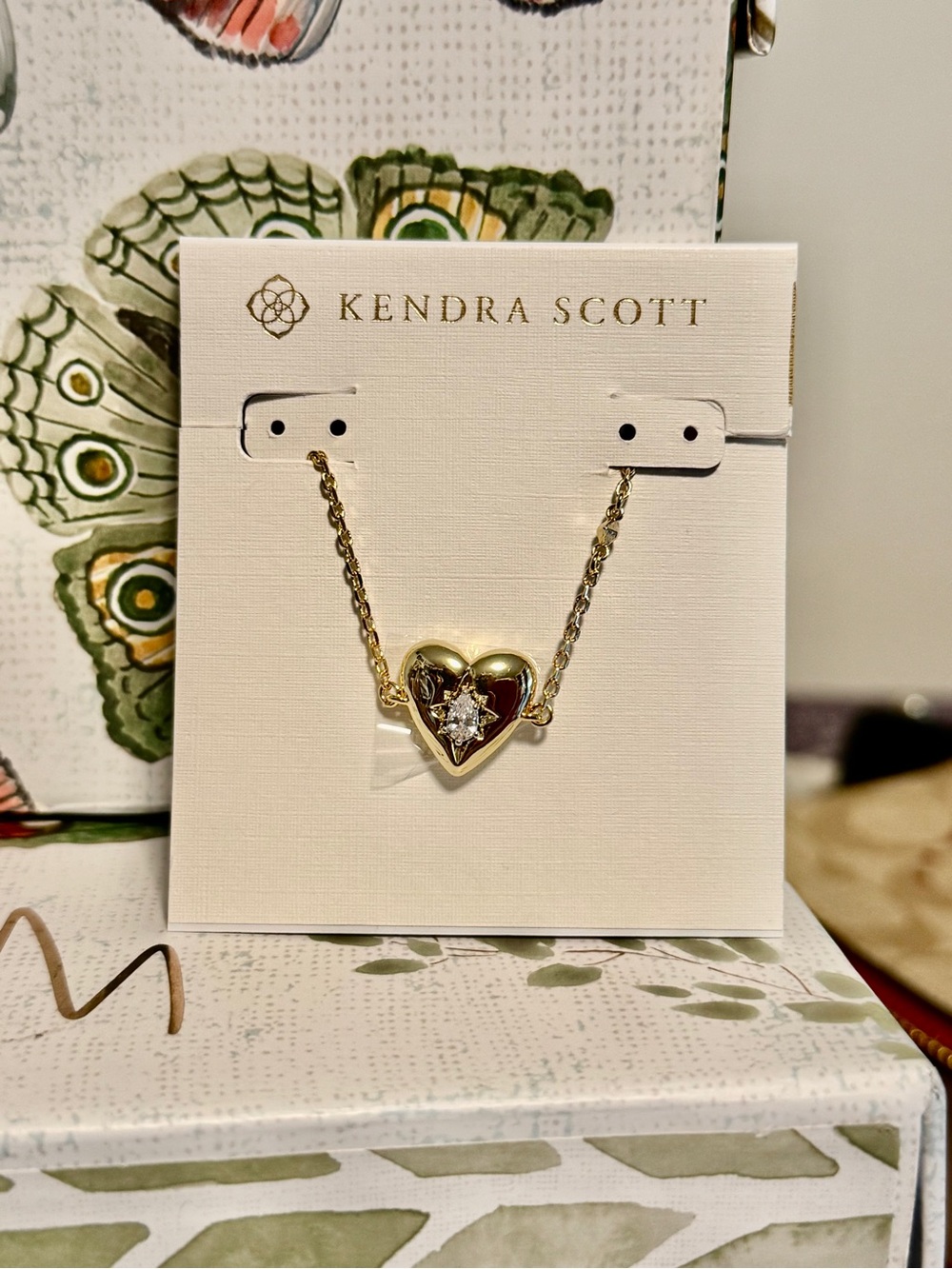 Kendra Scott Gold Adjustable Heart Bracelet w/ Crystal Shining Star New